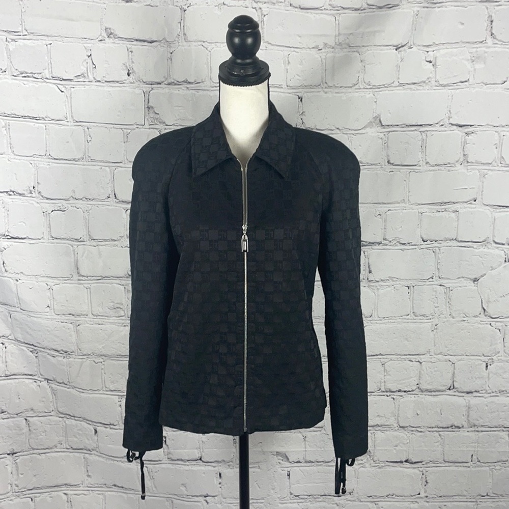 NWOT ST. John Sport By Marie Gray Black Zip Up Jacket Sz S